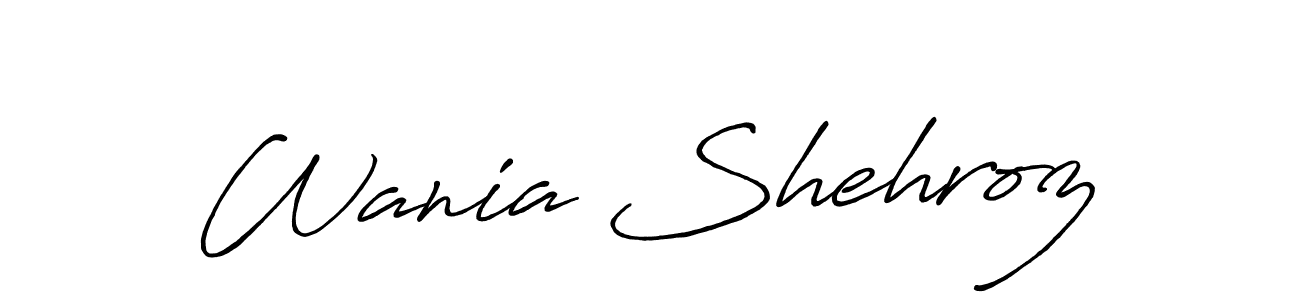 How to make Wania Shehroz name signature. Use Antro_Vectra_Bolder style for creating short signs online. This is the latest handwritten sign. Wania Shehroz signature style 7 images and pictures png