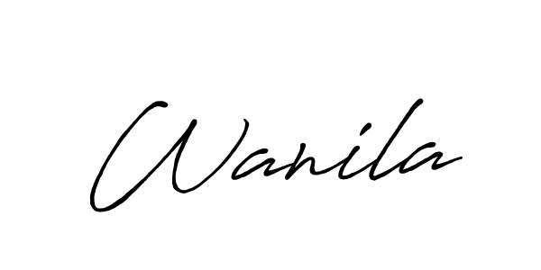 How to make Wanila name signature. Use Antro_Vectra_Bolder style for creating short signs online. This is the latest handwritten sign. Wanila signature style 7 images and pictures png