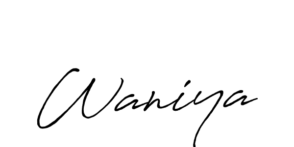 Also You can easily find your signature by using the search form. We will create Waniya name handwritten signature images for you free of cost using Antro_Vectra_Bolder sign style. Waniya signature style 7 images and pictures png