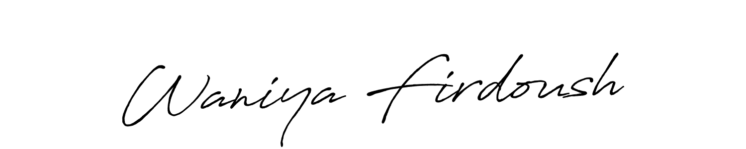 Make a beautiful signature design for name Waniya Firdoush. Use this online signature maker to create a handwritten signature for free. Waniya Firdoush signature style 7 images and pictures png