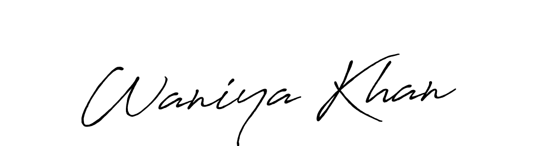 Design your own signature with our free online signature maker. With this signature software, you can create a handwritten (Antro_Vectra_Bolder) signature for name Waniya Khan. Waniya Khan signature style 7 images and pictures png