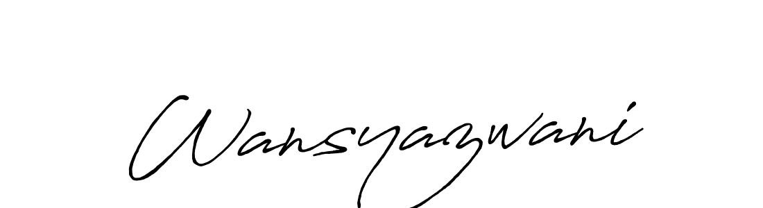 Create a beautiful signature design for name Wansyazwani. With this signature (Antro_Vectra_Bolder) fonts, you can make a handwritten signature for free. Wansyazwani signature style 7 images and pictures png