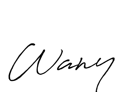 Use a signature maker to create a handwritten signature online. With this signature software, you can design (Antro_Vectra_Bolder) your own signature for name Wany. Wany signature style 7 images and pictures png