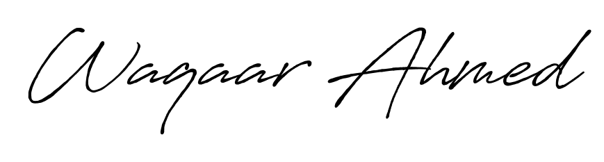 Get an exclusive digital autograph for Waqaar Ahmed. The Antro_Vectra_Bolder typeface captures the charm of real penmanship on paper. Waqaar Ahmed signature style 7 images and pictures png