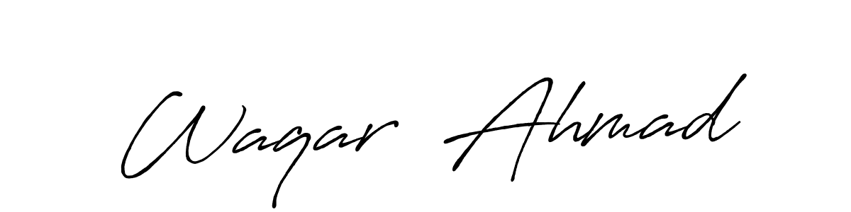 Design your own signature with our free online signature maker. With this signature software, you can create a handwritten (Antro_Vectra_Bolder) signature for name Waqar  Ahmad. Waqar  Ahmad signature style 7 images and pictures png