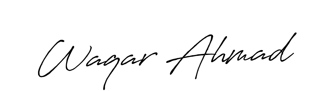 Create a beautiful signature design for name Waqar Ahmad. With this signature (Antro_Vectra_Bolder) fonts, you can make a handwritten signature for free. Waqar Ahmad signature style 7 images and pictures png