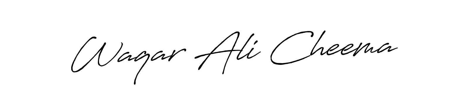 Make a beautiful signature design for name Waqar Ali Cheema. With this signature (Antro_Vectra_Bolder) style, you can create a handwritten signature for free. Waqar Ali Cheema signature style 7 images and pictures png