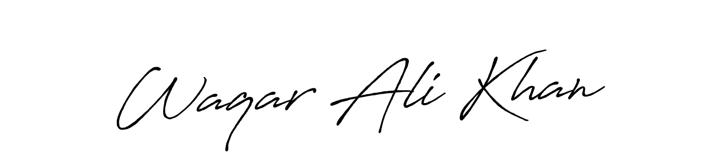 Make a beautiful signature design for name Waqar Ali Khan. With this signature (Antro_Vectra_Bolder) style, you can create a handwritten signature for free. Waqar Ali Khan signature style 7 images and pictures png