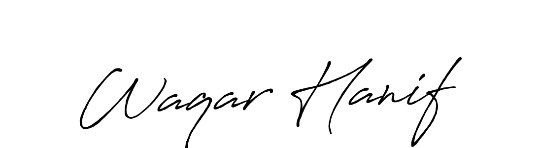 Create a beautiful signature design for name Waqar Hanif. With this signature (Antro_Vectra_Bolder) fonts, you can make a handwritten signature for free. Waqar Hanif signature style 7 images and pictures png