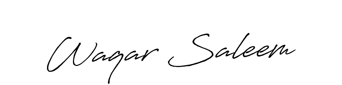 How to make Waqar Saleem name signature. Use Antro_Vectra_Bolder style for creating short signs online. This is the latest handwritten sign. Waqar Saleem signature style 7 images and pictures png