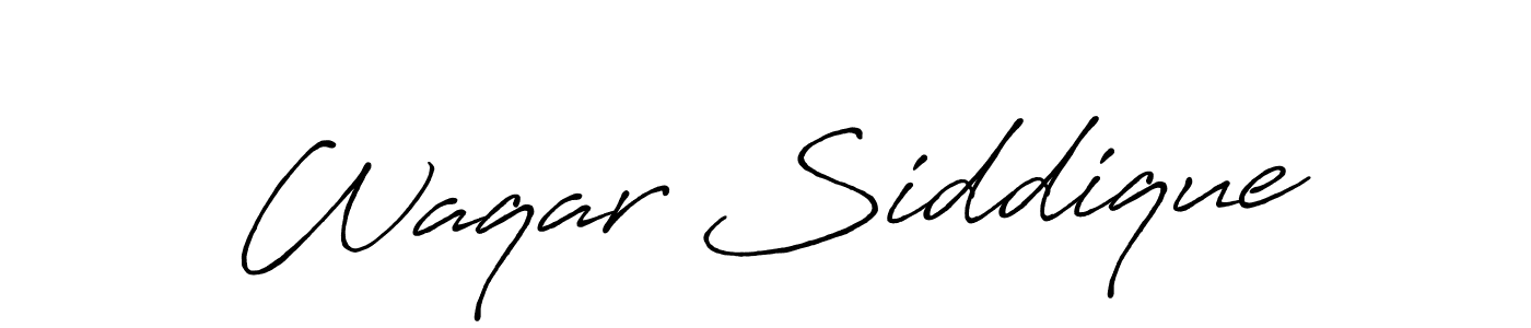 How to make Waqar Siddique name signature. Use Antro_Vectra_Bolder style for creating short signs online. This is the latest handwritten sign. Waqar Siddique signature style 7 images and pictures png