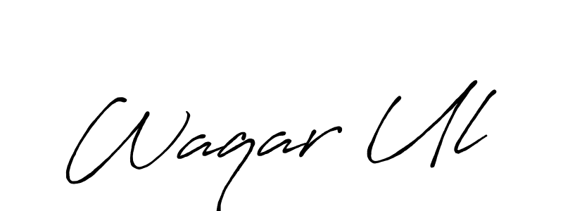 How to make Waqar Ul name signature. Use Antro_Vectra_Bolder style for creating short signs online. This is the latest handwritten sign. Waqar Ul signature style 7 images and pictures png