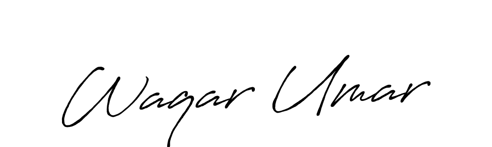 Make a beautiful signature design for name Waqar Umar. With this signature (Antro_Vectra_Bolder) style, you can create a handwritten signature for free. Waqar Umar signature style 7 images and pictures png