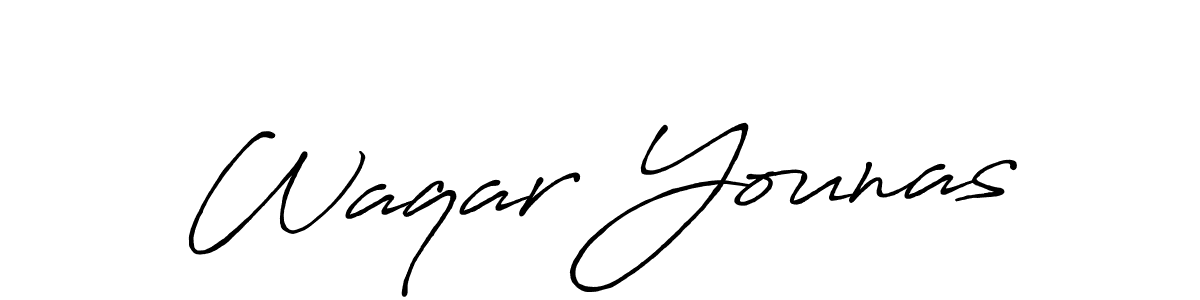 Create a beautiful signature design for name Waqar Younas. With this signature (Antro_Vectra_Bolder) fonts, you can make a handwritten signature for free. Waqar Younas signature style 7 images and pictures png