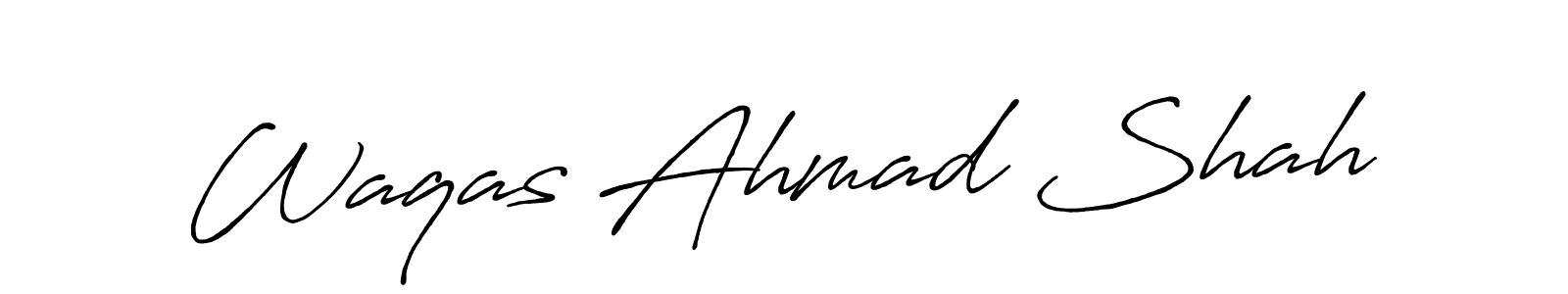 The best way (Antro_Vectra_Bolder) to make a short signature is to pick only two or three words in your name. The name Waqas Ahmad Shah include a total of six letters. For converting this name. Waqas Ahmad Shah signature style 7 images and pictures png