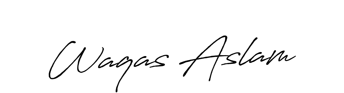 Design your own signature with our free online signature maker. With this signature software, you can create a handwritten (Antro_Vectra_Bolder) signature for name Waqas Aslam. Waqas Aslam signature style 7 images and pictures png