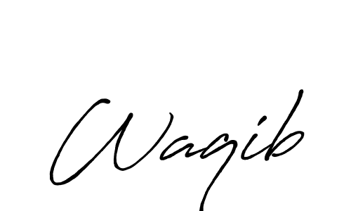 Waqib stylish signature style. Best Handwritten Sign (Antro_Vectra_Bolder) for my name. Handwritten Signature Collection Ideas for my name Waqib. Waqib signature style 7 images and pictures png