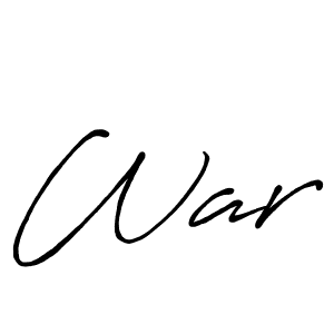 Make a beautiful signature design for name War. With this signature (Antro_Vectra_Bolder) style, you can create a handwritten signature for free. War signature style 7 images and pictures png