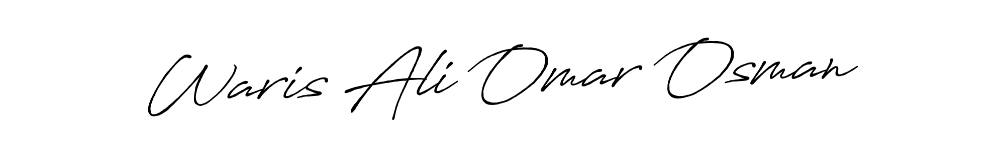 The best way (Antro_Vectra_Bolder) to make a short signature is to pick only two or three words in your name. The name Waris Ali Omar Osman include a total of six letters. For converting this name. Waris Ali Omar Osman signature style 7 images and pictures png