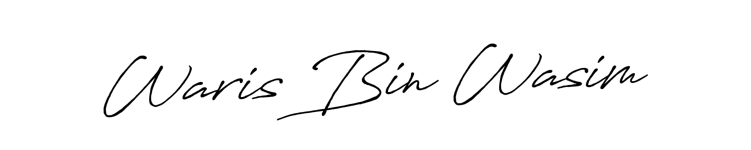 Also we have Waris Bin Wasim name is the best signature style. Create professional handwritten signature collection using Antro_Vectra_Bolder autograph style. Waris Bin Wasim signature style 7 images and pictures png