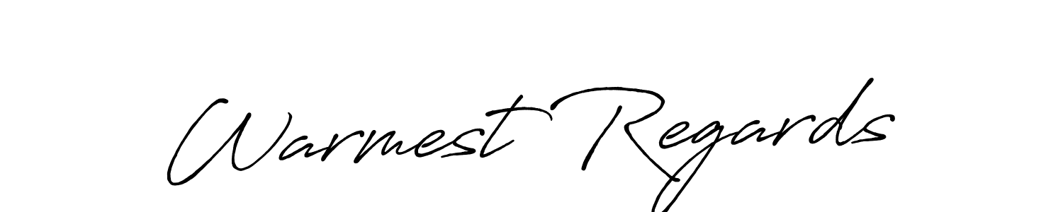 How to make Warmest Regards name signature. Use Antro_Vectra_Bolder style for creating short signs online. This is the latest handwritten sign. Warmest Regards signature style 7 images and pictures png