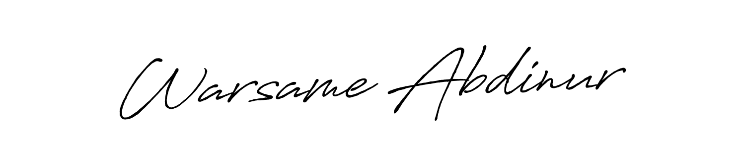 Create a beautiful signature design for name Warsame Abdinur. With this signature (Antro_Vectra_Bolder) fonts, you can make a handwritten signature for free. Warsame Abdinur signature style 7 images and pictures png