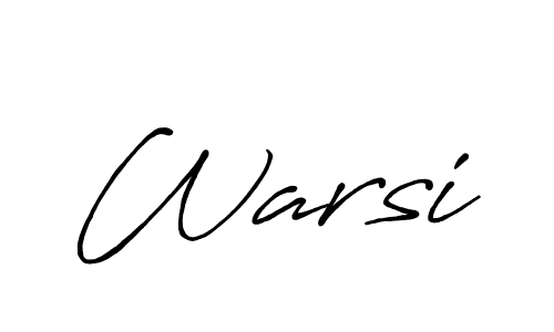 Use a signature maker to create a handwritten signature online. With this signature software, you can design (Antro_Vectra_Bolder) your own signature for name Warsi. Warsi signature style 7 images and pictures png