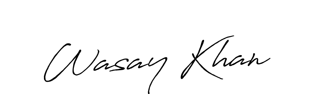How to make Wasay Khan name signature. Use Antro_Vectra_Bolder style for creating short signs online. This is the latest handwritten sign. Wasay Khan signature style 7 images and pictures png
