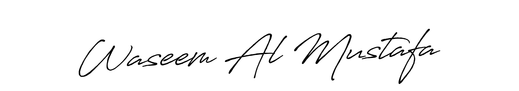 How to make Waseem Al Mustafa name signature. Use Antro_Vectra_Bolder style for creating short signs online. This is the latest handwritten sign. Waseem Al Mustafa signature style 7 images and pictures png