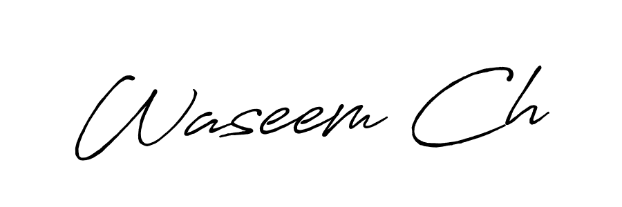 How to make Waseem Ch name signature. Use Antro_Vectra_Bolder style for creating short signs online. This is the latest handwritten sign. Waseem Ch signature style 7 images and pictures png