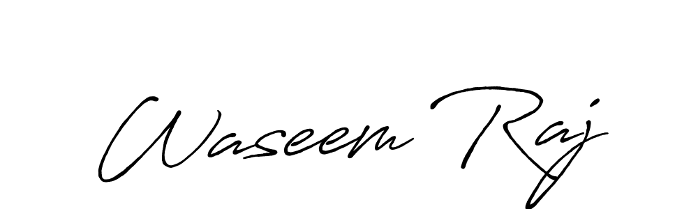 How to make Waseem Raj name signature. Use Antro_Vectra_Bolder style for creating short signs online. This is the latest handwritten sign. Waseem Raj signature style 7 images and pictures png
