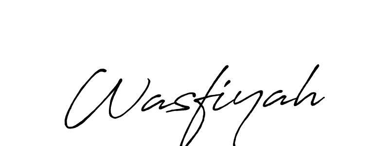 Make a beautiful signature design for name Wasfiyah. With this signature (Antro_Vectra_Bolder) style, you can create a handwritten signature for free. Wasfiyah signature style 7 images and pictures png