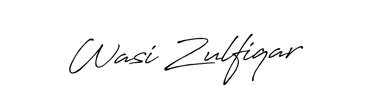 Create a beautiful signature design for name Wasi Zulfiqar. With this signature (Antro_Vectra_Bolder) fonts, you can make a handwritten signature for free. Wasi Zulfiqar signature style 7 images and pictures png