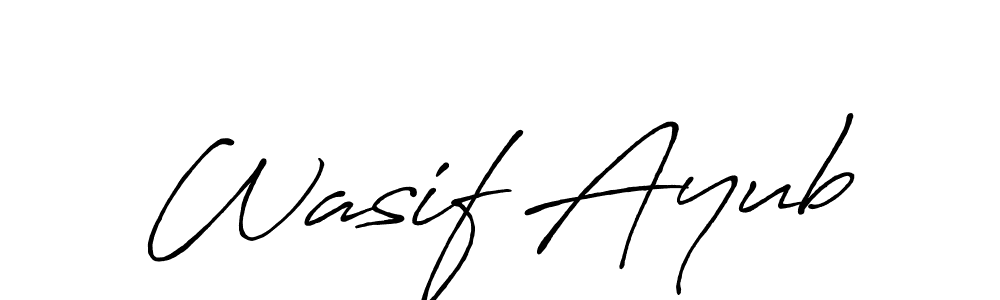 How to make Wasif Ayub name signature. Use Antro_Vectra_Bolder style for creating short signs online. This is the latest handwritten sign. Wasif Ayub signature style 7 images and pictures png