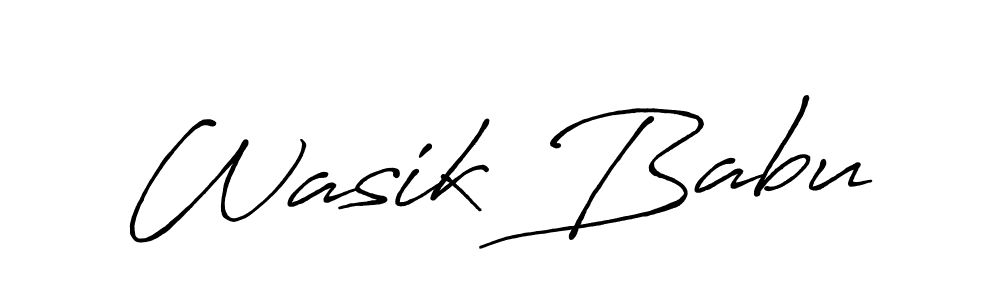 if you are searching for the best signature style for your name Wasik Babu. so please give up your signature search. here we have designed multiple signature styles  using Antro_Vectra_Bolder. Wasik Babu signature style 7 images and pictures png