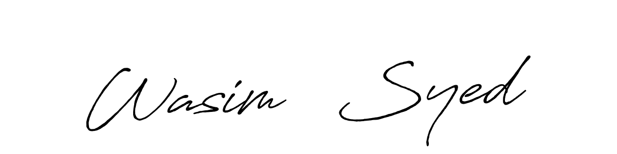 How to make Wasim   Syed name signature. Use Antro_Vectra_Bolder style for creating short signs online. This is the latest handwritten sign. Wasim   Syed signature style 7 images and pictures png