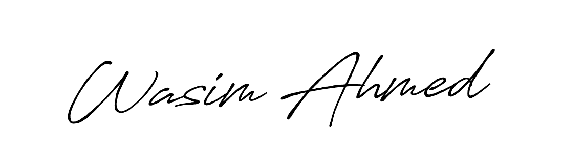 How to make Wasim Ahmed name signature. Use Antro_Vectra_Bolder style for creating short signs online. This is the latest handwritten sign. Wasim Ahmed signature style 7 images and pictures png