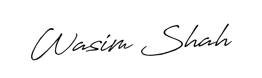 Make a beautiful signature design for name Wasim Shah. With this signature (Antro_Vectra_Bolder) style, you can create a handwritten signature for free. Wasim Shah signature style 7 images and pictures png