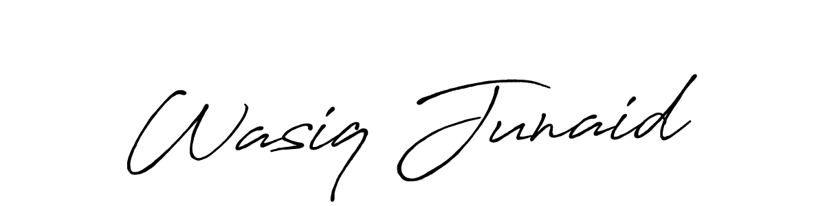 Create a beautiful signature design for name Wasiq Junaid. With this signature (Antro_Vectra_Bolder) fonts, you can make a handwritten signature for free. Wasiq Junaid signature style 7 images and pictures png