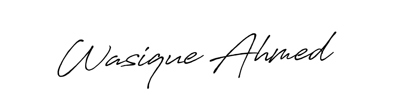 Make a beautiful signature design for name Wasique Ahmed. With this signature (Antro_Vectra_Bolder) style, you can create a handwritten signature for free. Wasique Ahmed signature style 7 images and pictures png