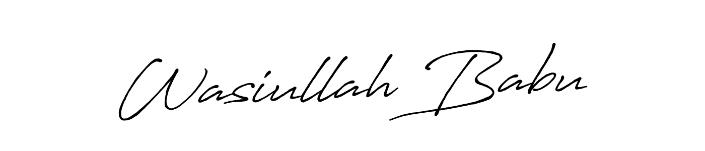 How to make Wasiullah Babu name signature. Use Antro_Vectra_Bolder style for creating short signs online. This is the latest handwritten sign. Wasiullah Babu signature style 7 images and pictures png