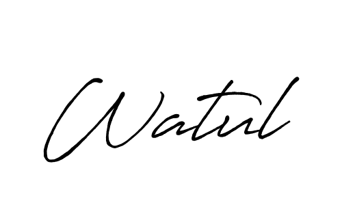 How to make Watul name signature. Use Antro_Vectra_Bolder style for creating short signs online. This is the latest handwritten sign. Watul signature style 7 images and pictures png