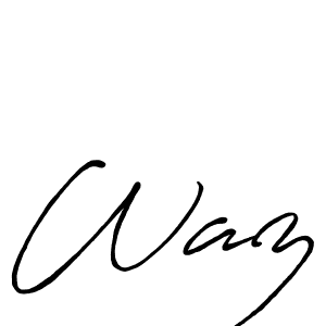 Make a beautiful signature design for name Waz. With this signature (Antro_Vectra_Bolder) style, you can create a handwritten signature for free. Waz signature style 7 images and pictures png