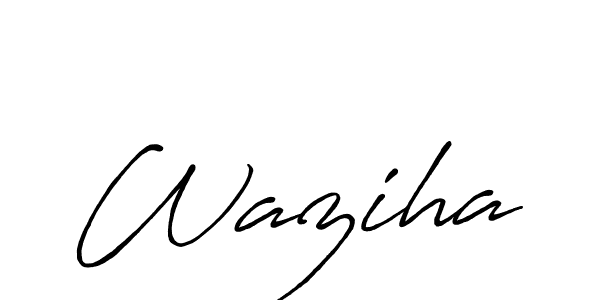 Use a signature maker to create a handwritten signature online. With this signature software, you can design (Antro_Vectra_Bolder) your own signature for name Waziha. Waziha signature style 7 images and pictures png