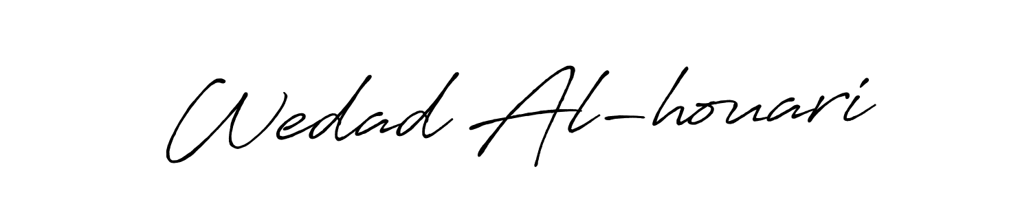 How to make Wedad Al-houari name signature. Use Antro_Vectra_Bolder style for creating short signs online. This is the latest handwritten sign. Wedad Al-houari signature style 7 images and pictures png