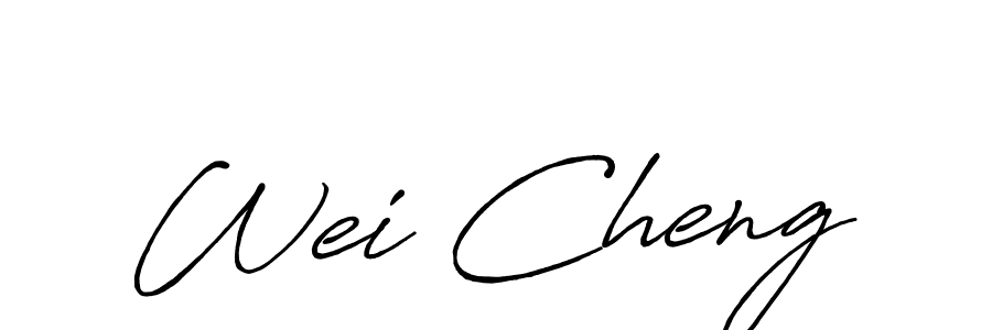 How to make Wei Cheng name signature. Use Antro_Vectra_Bolder style for creating short signs online. This is the latest handwritten sign. Wei Cheng signature style 7 images and pictures png