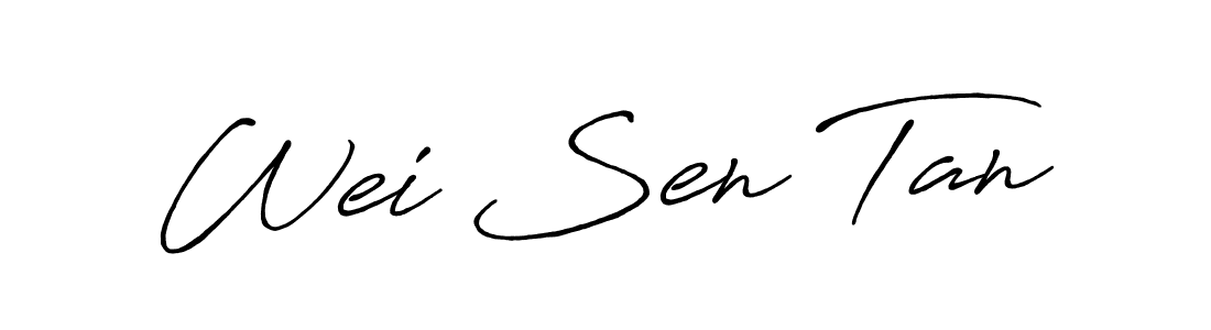 How to make Wei Sen Tan name signature. Use Antro_Vectra_Bolder style for creating short signs online. This is the latest handwritten sign. Wei Sen Tan signature style 7 images and pictures png