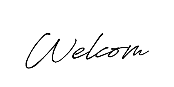 Welcom stylish signature style. Best Handwritten Sign (Antro_Vectra_Bolder) for my name. Handwritten Signature Collection Ideas for my name Welcom. Welcom signature style 7 images and pictures png