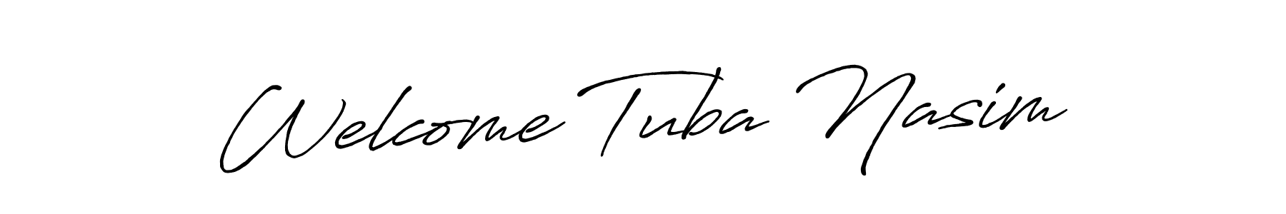 Antro_Vectra_Bolder is a professional signature style that is perfect for those who want to add a touch of class to their signature. It is also a great choice for those who want to make their signature more unique. Get Welcome Tuba Nasim name to fancy signature for free. Welcome Tuba Nasim signature style 7 images and pictures png