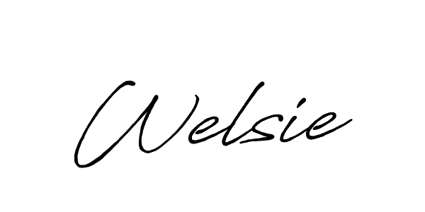 Make a beautiful signature design for name Welsie. With this signature (Antro_Vectra_Bolder) style, you can create a handwritten signature for free. Welsie signature style 7 images and pictures png